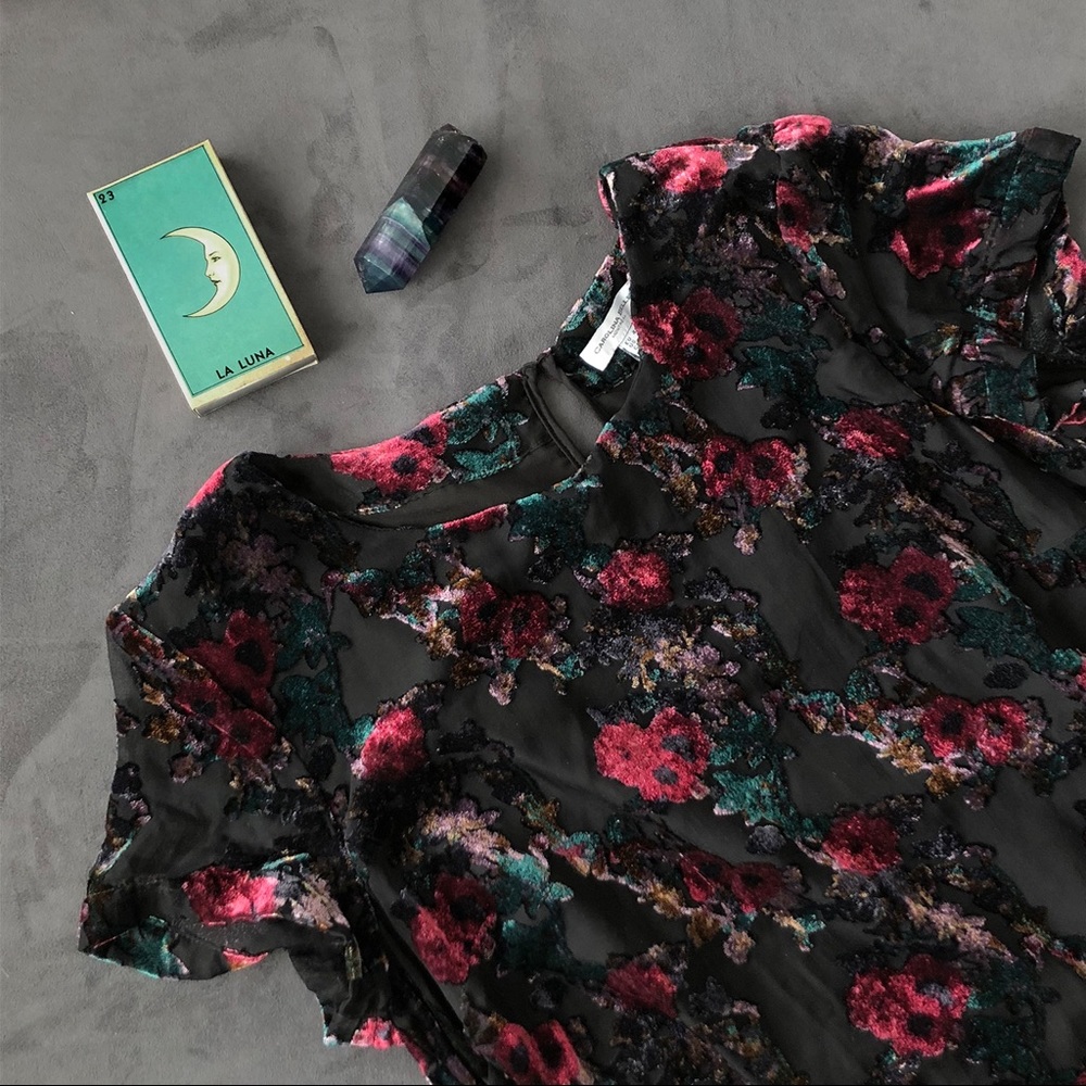 🖤🥀 VTG Floral Burnout Velvet Dress